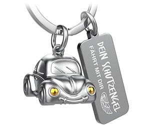 FABACH Llavero de coche con grabado - Ángel de la Guardia Llavero Ángel para Automovistas, Regalo de la suerte, Regalo para coche, dorado, 1 unidad