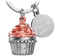 FABACH Llavero de cupcake Sweety con grabado - Muffin-Törtchen Glücksbringer para mejor amiga o pareja - Regalo de amor - You bake me happy