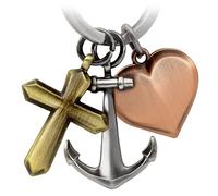 FABACH Llavero de la esperanza del amor de la fe - Regalo Colgante Cruz Corazón Ancla Llavero - Símbolos Tricolores Charm Faith Hope Love, multicolor, talla única, Acabado envejecido