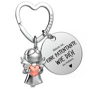 FABACH Llavero de la mejor tía, ángel de la guarda, amuleto de la suerte con corazón y grabado - Mejor tía regalos llavero - Tía regalo ángel amuleto de la suerte madrina, La felicidad es…