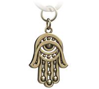 FABACH Llavero de mano de Fátima, amuleto de la suerte con la mano de Fátima, amuleto de la suerte para proteger contra el mal de ojo, bronce, talla única, Oriental