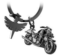 FABACH Llavero de moto con ángel de la guarda - Regalo ángel llavero para motociclistas - Regalos Motocicleta Llavero Amuleto de la suerte Conducción cuidadosa, Negro , 1, Moderno