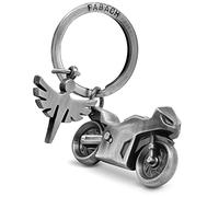 FABACH Llavero de moto con ángel de la guarda - Regalo ángel llavero para motociclistas - Regalos Motocicleta Llavero Amuleto de la suerte Conducción cuidadosa, Plata antigua, talla única