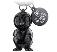 FABACH Llavero de pingüino Frosty con corazón, amuleto de la suerte, pingüino, regalos para novias, regalos de amor, llavero, parejas, aniversario, grabado de una vida a tu lado, Negro , talla única,