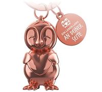 FABACH Llavero de pingüino Frosty con corazón, amuleto de la suerte, pingüino, regalos para novias, regalos de amor, llavero, parejas, aniversario, grabado de una vida a tu lado, Oro Rosa, talla
