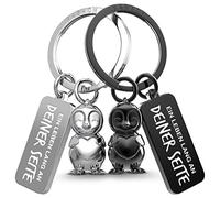 FABACH Llavero de pingüino para parejas, 2 pingüinos Frosty con corazón, amuleto de la suerte, regalo de novia, regalo para pareja, llavero, aniversario, negro y plateado, 1 unidad