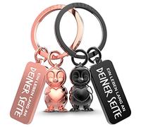 FABACH Llavero de pingüino para parejas, 2 pingüinos Frosty con corazón, amuleto de la suerte, regalo de novia, regalo para pareja, llavero, aniversario, Negro y oro rosa., 1 unidad