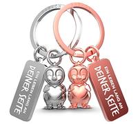 FABACH Llavero de pingüino para parejas, 2 pingüinos Frosty con corazón, amuleto de la suerte, regalo de novia, regalo para pareja, llavero, aniversario, Plata y oro rosa., 1 unidad
