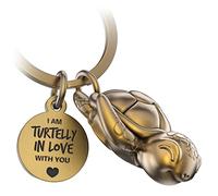 FABACH Llavero de tortuga Snappy con corazón y grabado, diseño de tortuga, amuleto de la suerte, tortuga como regalo para parejas, bronce, talla única, Colgante antiguo