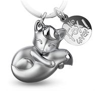 FABACH Llavero de zorro Foxy con grabado - dulce llavero zorro - amuleto de la suerte para mujeres - zorro regalo mejor amiga regalos - colgante de zorro - No Fox Given, plata, talla única