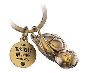 FABACH Llavero tortuga Snappy con corazón y grabado - Llavero lindo tortuga - amuleto de la suerte - Tortuga - Regalo ideal para tu pareja - Turtelly in Love, Einheitsgröße