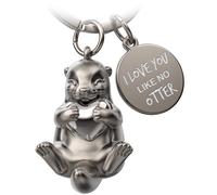 FABACH Otter Schlüsselanhänger Otty mit Herz - Glücksbringer Otter Geschenke Freundin - Partner Geschenke Liebe Schlüsselanhänger Paare Jahrestag - Gravur I love you like no otter, plata, 1, Moderno