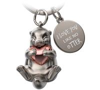 FABACH Otter Schlüsselanhänger Otty mit Herz - Glücksbringer Otter Geschenke Freundin - Partner Geschenke Liebe Schlüsselanhänger Paare Jahrestag - Gravur I love you like no otter, Oro Rosa, 1,