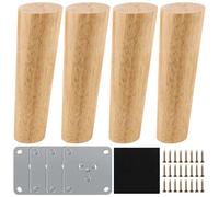 Fabaoday 4 Piezas Patas para Muebles Madera,Patas para Muebles de Madera,Patas inclinadas cónicas con Placa de Montaje ya instalada Patas de Madera para Sofas mesitas armarios 15 cm Alto