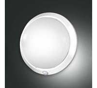 Fabas Luce Aplique de exterior Armilla, blanco, detector de movimiento, Ø 30 cm
