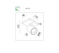 Fabas Luce Foco Modo, 1 luz, negro, anillos decorativos, GU10, aluminio