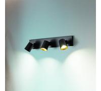 Fabas Luce Foco Modo, 3 luces, negro, anillos decorativos, GU10, aluminio