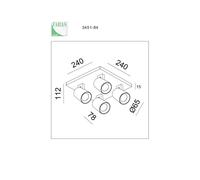 Fabas Luce Foco Modo, 4 luces, blanco, anillos decorativos, GU10, aluminio
