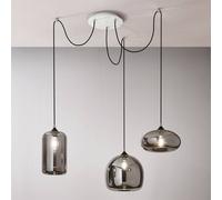 Fabas Luce Lámpara colgante Fiona, gris-transparente, 3 luces, cristal