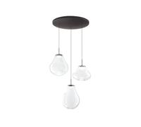 Fabas Luce Lámpara colgante LED Deva, 3 luces, Ø 50 cm, transparente, CCT, atenuable