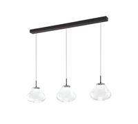 Fabas Luce Lámpara colgante LED Deva, 3 luces, 115 cm, transparente, CCT, atenuable