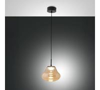 Suspensión Deva Ø250 mm Ámbar, LED 14W 1510 lm, intensidad variable, estructura metálica y vidrio borosilicato - Deva