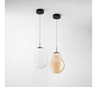 Fabas Luce Lámpara colgante LED Noa, ámbar, cristal, Ø 25 cm, CCT, atenuable