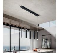 Fabas Luce Lámpara colgante LED Prado, negra, 5 luces, lineal, atenuable