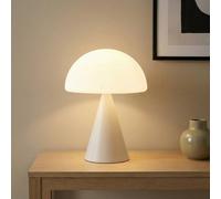 Fabas Luce Lámpara de mesa LED Blip, blanca, cristal, CCT, regulador táctil