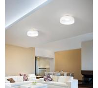 Fabas Luce Lámpara LED de techo Lunar, blanca, cristal, Ø 42 cm, CCT, atenuable