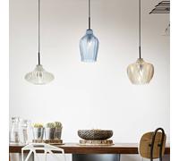 Fabas Luce Olbia lámpara colgante, lineal, 3 luces, ámbar/azul/beige, cristal