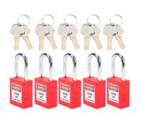 Fabater 5 Juegos de Candados de Seguridad LOTO de Acero PA con Aislamiento de Nailon de 38 Mm para Transporte Logístico de Energía Nuclear, Cromado, Amplio Rango de Temperatura -57 ℃ a 177 ℃ (rojo)