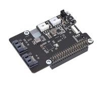 Fabater Adaptador PCIe a 2 C H, Adaptador de Tarjeta de Expansión Interna con 2 Cables para Rasp Pi 5, 3.0, Indicadores LED Duales Integrados y EEPROM, Hat + Estándar