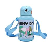 Fabater Botella de Agua Aislada para Niños de 500 Ml, Diseño de Dibujos Animados de Acero Inoxidable con Desbloqueo de Huellas Dactilares para Deportes y Diversión Al Aire Libre Azul