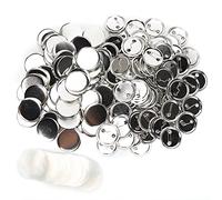 Fabater Botón de Alfiler en Blanco, 100 Piezas de 44 Mm de Superficie Lisa Redonda para Imprimir Botones de Insignia en Blanco, Pasador de Bisel en con Junta Transparente y Clip para Manualidades,