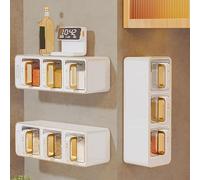 Fabater Caja de Especias Montada en la Pared, 3 Cucharas, Caja de Contenedor de Almacenamiento de Condimentos que Ahorra Espacio, 3 Compartimentos, Tienda Separada, Resistente para Uso