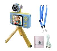 Fabater Cámara Digital para Niños, 720P 48M 180° Flip Cámara Selfie para Niños con Pantalla de 2,4 Pulgadas, Pegatinas y Filtros Fotográficos, con Juegos de Rompecabezas (Blue)