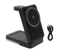 Fabater Cargador Inalámbrico, Soporte de Carga Magnético Plegable 3 en 1, Base de Carga Rápida de 15W para Teléfono, Reloj, Auriculares (Black)