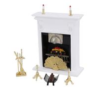 Fabater Chimenea de Casa de Muñecas a Escala 1:12, Artesanía Detallada Chimenea de Casa de Muñecas en Miniatura, Modelo de Escena de de en Miniatura con Pila de Leña y Accesorios Decorativos para