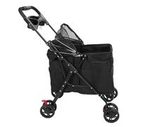 Fabater Corredor de Mascotas Plegable de Malla Transpirable para Perros Medianos, Pliegue Fácil con un Mecanismo de un Botón, con Copa de Copa de Alimentos Desmontable de Dos Cañas de 2 (Black)