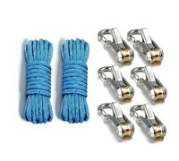 Fabater Cuerda con Tensor de Rodillo, Paquete de 6 Herramientas de Apriete de Cuerda con Hebilla de Leva de Rodillo con 2 Cuerdas, Cable de Tensión Retráctil para Camping, hamaca