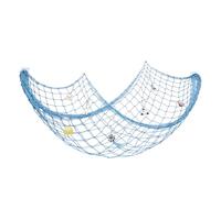 Fabater Decoración Náutica, Red de Pesca para Colgar en la Pared para Fiesta Pirata, Boda Decoración, Red de Cuerda de Algodón con Conchas, Anclas, Estrellas, 39 X 78 Pulgadas (BLUE)