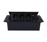 Fabater Enchufe Emergente de Escritorio, 3 Salidas, Puertos USB A y C de 20 W con Luz Indicadora LED y Amortiguación de Rebote Lento, para Encimera de Escritorio de Conferencias