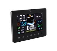 Fabater Estación Meteorológica Digital con Pantalla Táctil Colorida, Termómetro Inalámbrico para Interiores y Exteriores con Sensor, Fase Lunar, Marea, Reloj Despertador con Calendario Perpetuo,