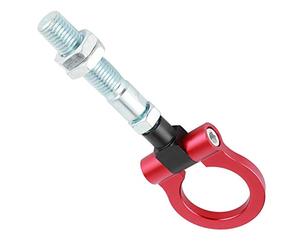 Fabater Gancho de Remolque, Anillo Plegable Resistente, Accesorio de Reacondicionamiento de Coches de Carreras, Gancho Delantero para Remolque con Varilla de Acero de Aluminio Anodizado para (Rojo)