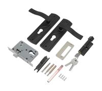 Fabater Juego de Cerradura de Manija de Puerta de Acero Al Manganeso con Llaves Cojinete Silencioso Cerradura de Palanca de Puerta Universal para el Hogar Dormitorio Negro, de Entrada con Llave