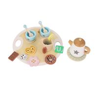 Fabater Juego de Fiesta de té de Madera, Material Seguro de Madera de Cerezo Que Mejora Las Habilidades Sociales Juego de Tazas de té con Tetera de , de de para Niñas Pequeñas con 19 Piezas de
