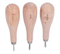 Fabater Juego de Punzón de Cuero, 3 Piezas, Punzón de Costura de Rombo de Alta Dureza con de Madera de Haya, Herramienta Perforadora de Cuero de Diseño Ergonómico para Manualidades de Costura