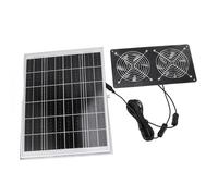 Fabater Kit de Ventilador Doble Solar Potente Ventilador de Ventilación de Flujo de Aire para Cobertizo de Casa de Mascotas Al Aire Libre 30W IP65 Marco de Aleación de Aluminio Impermeable para