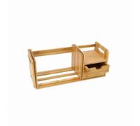 Fabater Librería de Mesa de bambú Natural, Estantería de Escritorio Extensible con 2 Cajones, Estantería Expandible para Organización de Oficina, Estante Ajustable de 20 a 32 Pulgadas